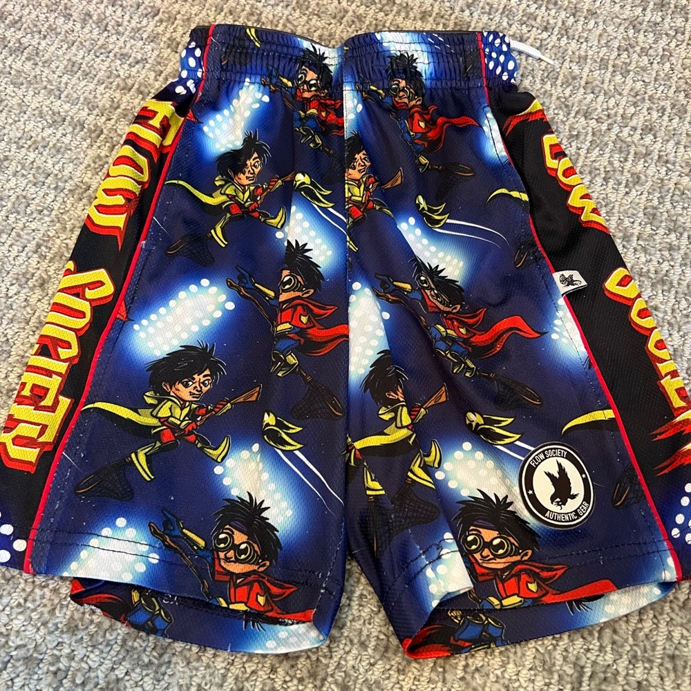 Boys' Navy Comic Superhero Athletic Shorts